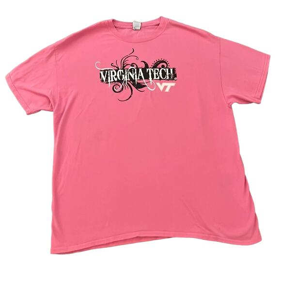 Vintage 2000s Y2k Virginia Tech Hokies Pink TShirt - XL - Picture 1 of 4